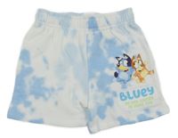 Modro-bílé batikované teplákové kraťasy s Bluey a Bingo