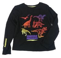 Černé triko s dinosaury Primark