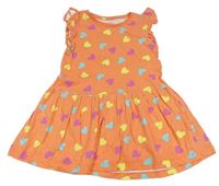 Oranžové bavlněné šaty se srdíčky Primark