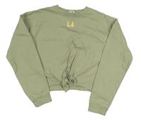 Světlezelená crop mikina s písmeny a uzlem H&M