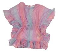 Růžovo-modro-lila třpytivá šifonová plážová tunika Primark