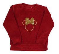 Červená plyšová mikina s Minnie s flitry George