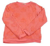 Neonově růžová chlupatá mikina se srdíčky H&M