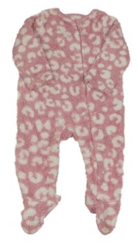 Růžový vzorovaný chlupatý overal Tu