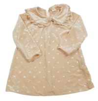 Meruňkové puntíkaté sametové šaty s límečkem H&M