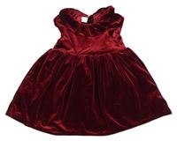 Vínové sametové šaty s límečkem H&M