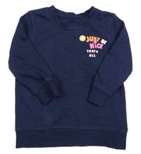 Tmavomodrá mikina s nápisem a smajlíky George