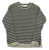 Béžovo-černý pruhovaný žebrovaný svetr H&M