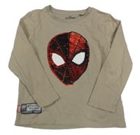 Hnědé triko se Spidermanem z překlápěcích flitrů C&A