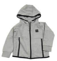 Šedá melírovaná propínací mikina s nášivkou a kapucí F&F