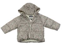 Béžová květovaná šusťáková zimní bunda s kapucí Kiabi