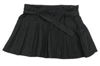 Tmavošedá pruhovaná skládaná sukně s páskem H&M