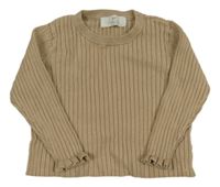 Hnědý žebrovaný svetr H&M