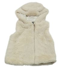 Béžová kožešinová podšitá vesta s kapucí Primark