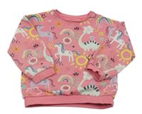 Růžová mikina s dinosaury a jednorožci F&F