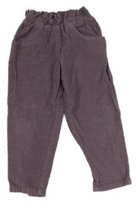 Tmavofialové manšestrové paper bag kalhoty Topolino