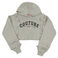 Šedá melírovaná crop mikina s nápisem a kapucí River Island