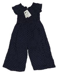 Nové - Tmavomodrý puntíkatý lehký culottes overal Dunnes