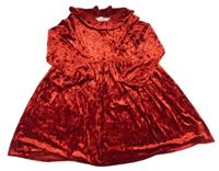 Červené sametové šaty s límečkem H&M