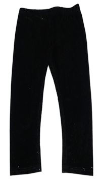 Černé třpytivé žebrované sametové legíny Dopodopo