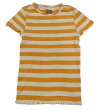 Hořčicovo-béžové pruhované žebrované tričko TCM