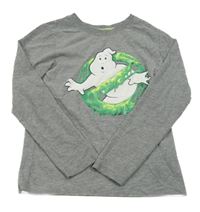 Šedé melírované triko s duchem - Krotitelé duchů H&M