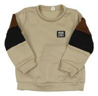 Béžovo-černo-hnědá mikina s nášivkou Shein