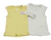 Nové - 2x žebrovaný top - žlutý + bílý F&F