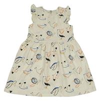 Smetanové bavlněné šaty se zvířaty DeFacto