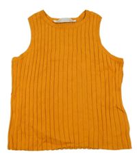 Hořčicový žebrovaný pletený crop top H&M