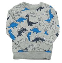 Šedá melírovaná mikina s dinosaury C&A