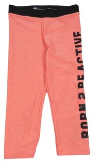 Neonově růžové melírované sportovní capri legíny s nápisem H&M