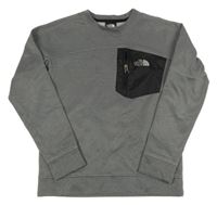Šedá melírovaná sportovní funkční mikina s logem The North Face