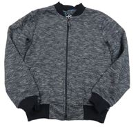 Tmavomodrá melírovaná úpletová podšitá bunda 