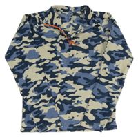 Béžovo-modrá army fleecová mikina 