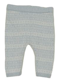 Světlemodro-bílé vzorované pletené kalhoty Next