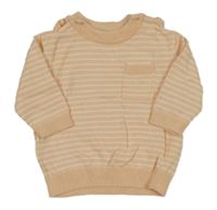 Meruňkový pruhovaný lehký svetr s kapsou George