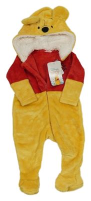 Nové - žluto-červená plyšová kombinéza s kapucí - Pú Disney