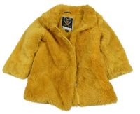 Okrový kožešinový podšitý kabát 