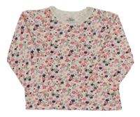 Bílo-barevné květované triko Topomini