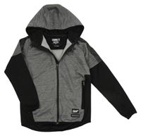 Šedo-černá sportovní propínací mikina s logem a kapucí Sonneti