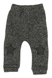 Tmavošedé melírované pletené tepláky s hvězdami Pep&Co