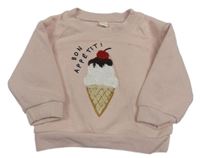 Světlerůžová úpletová mikina se zmrzlinou 