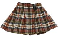 Vínovo-tmavomodro-bílá kostkovaná vlněná sukně 