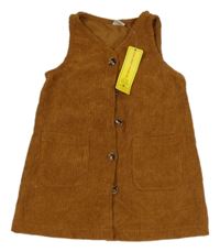 Nové - hnědé propínací manšestrové šaty s kapsami shein