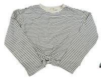 Bílo-černé pruhované crop triko H&M