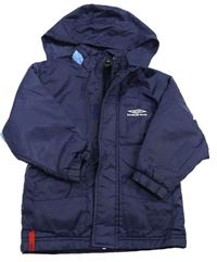 Tmavomodro-modrá šusťáková zateplená bunda s kapucí Umbro