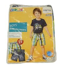 2set - 2x kraťasy - Bílo-modro-zelené kostkované + tmavomodré riflové Lupilu