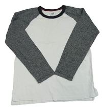Bílo-šedé triko H&M