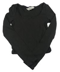 Antracitové žebrované crop triko H&M